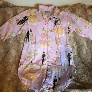 NICK&NORA SZS/M 100% COTTON WEDDING THEME SLEEPSHIRT/NIGHTGOWN, VERY EUC-NO FLAW